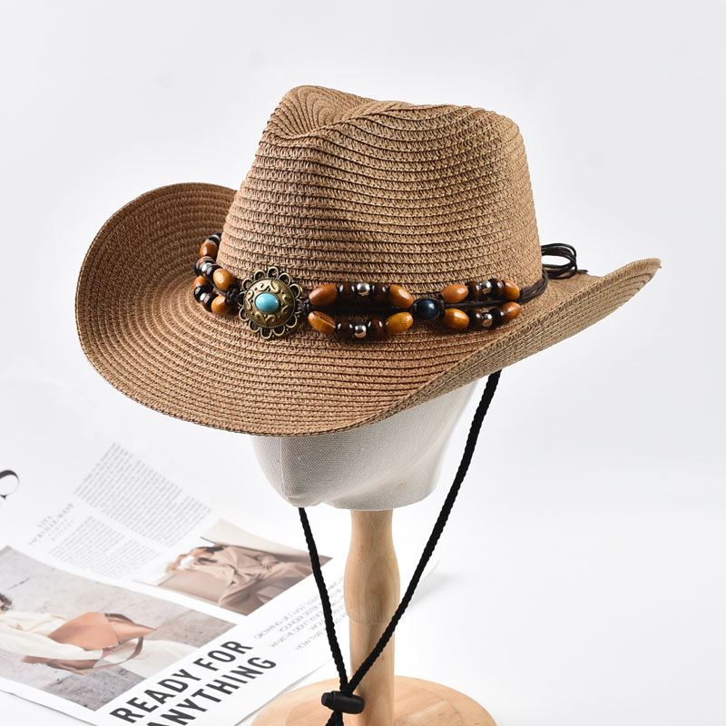 Cowboy Hat Straw - 여성용 남성용 밀짚 웨스턴 카우보이 모자,