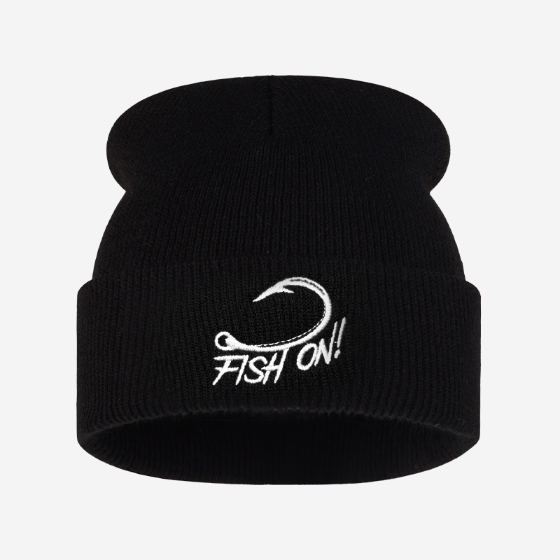 Beanie Cuffed Knit - 야외 낚시꾼을 위한 자수 비니, 낚시
