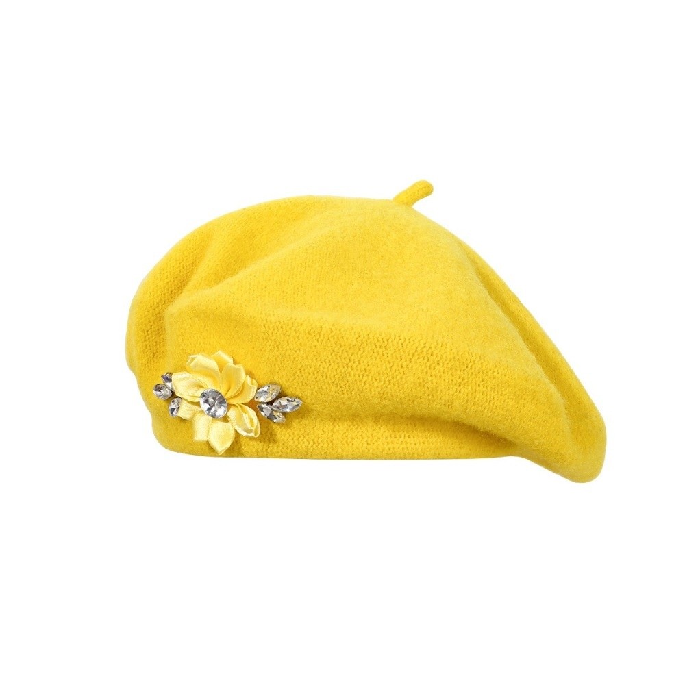 패션 솔리드 컬러 울 베레모 꽃무늬 라인스톤 크리스탈  - Beret French Wool 리뷰 및 가격