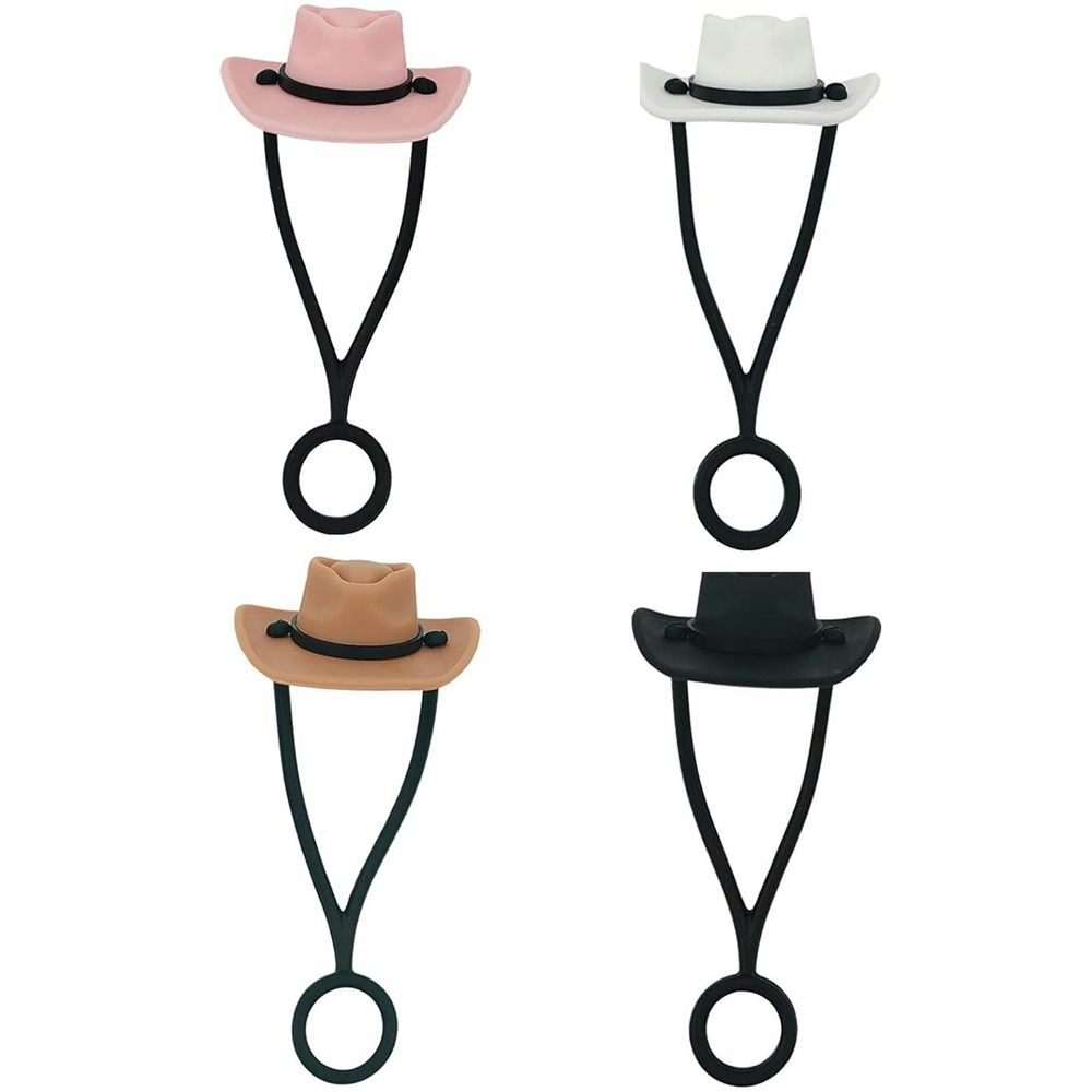 1/4Pcs 밀폐 실리콘 카우보이 모자 밀짚 커버 컵  - Cowboy Hat Straw 리뷰 및 가격